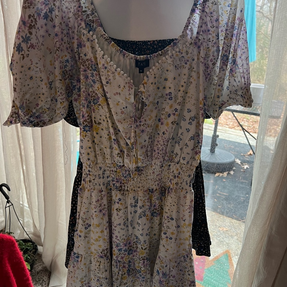 1State Floral Short Sleeve Dress